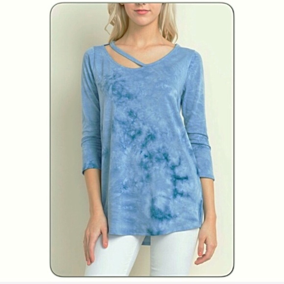 Soft TieDye Strappy Collar Tunic Top SM - Picture 4 of 7